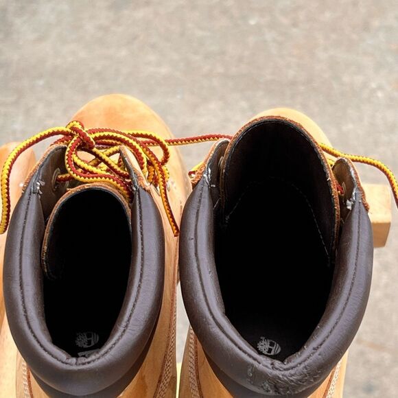 Timberland Amston 6 Inch Wheat Nubuck Wedge Heel Boots Size 8 - Picture 9 of 11